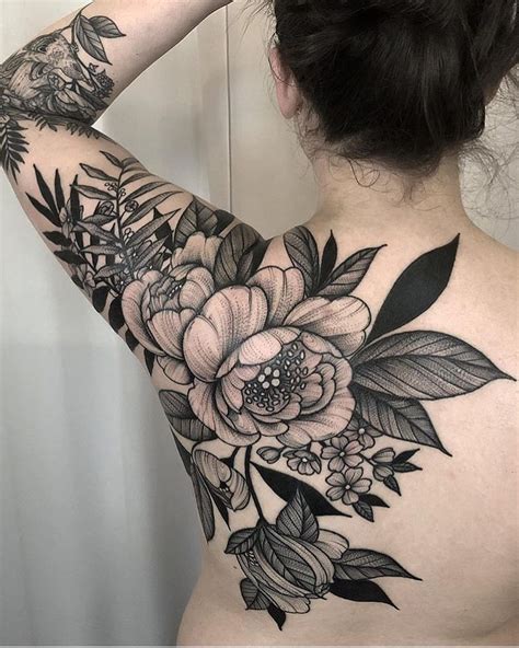 blackwork flower tattoo|black and gray flower tattoos.